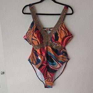 SHEIN Curve Multicolor Vibrant Swimsuit